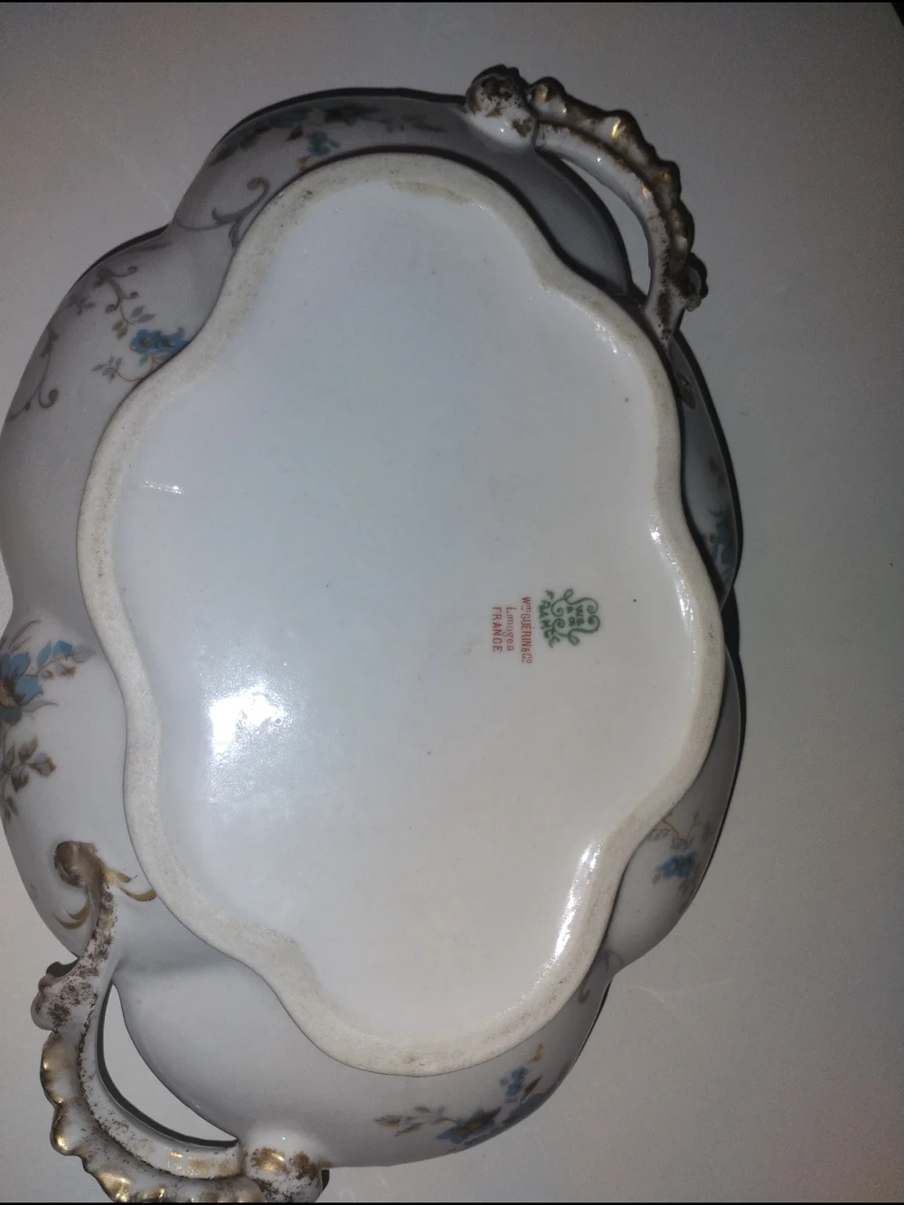 Limoges Classic White Decorative Bowl with Gold Accent Handles